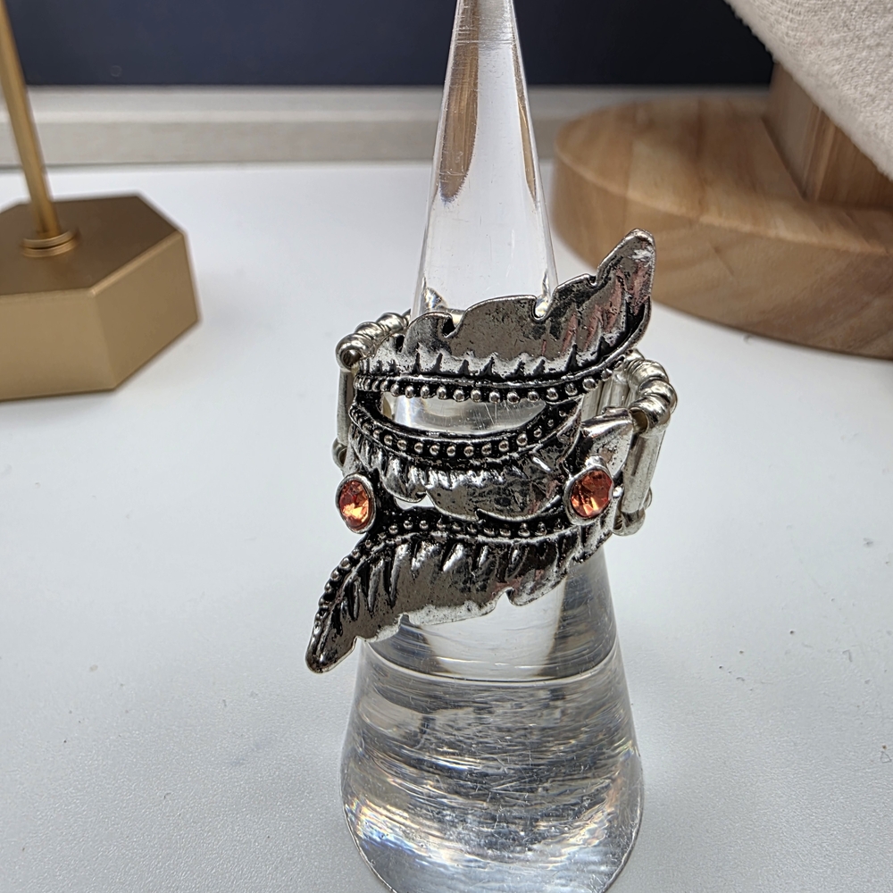 Paparazzi Silver and Orange Leaf Ring (890)